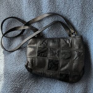 Vintage Black Quilted Shoulder Bag with Double Straps